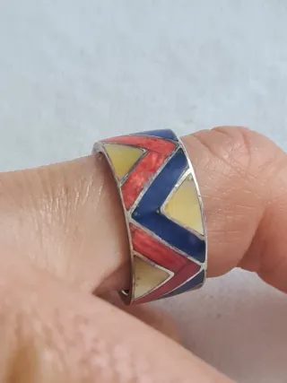 Anillo Plata 950 Piedras Multicolor