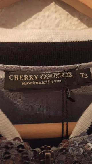 Bomber CHERRY COUTURE, lentejuelas plata, unisex