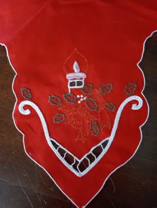 2 Copricestini Natale Bianco Rosso Cotone