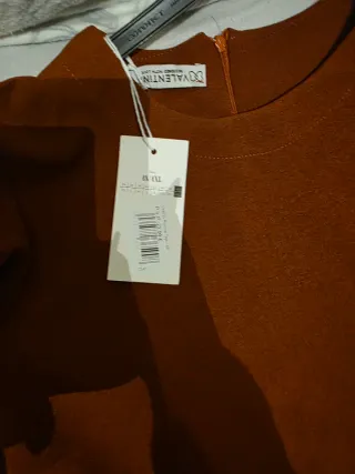 Vestido manga larga marrón/naranja