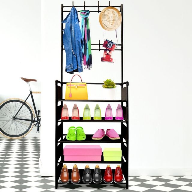 Recibidor Perchero Entrada 5 Baldas Negro NUEVO