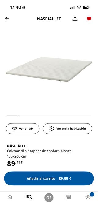 Topper NÄSFJÄLLET 150x190 cm IKEA