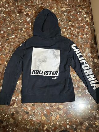 Sudadera Hollister Negra Logo Blanco