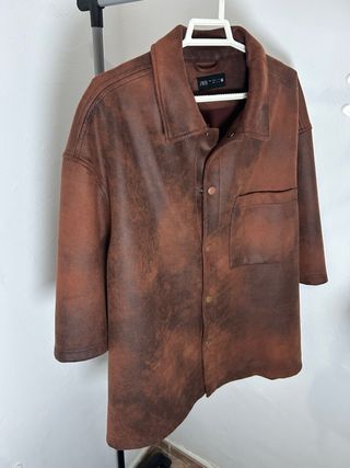 Camiseta Zara Botones Marrón