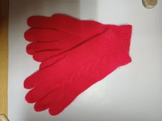 Guantes de lana angora rojos para mujer