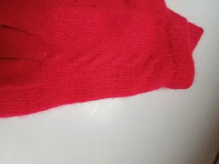Guantes de lana angora rojos para mujer