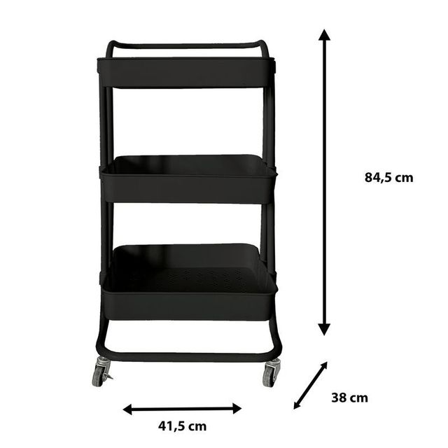 Carrito De Almacenamiento Metálico Negro NUEVO