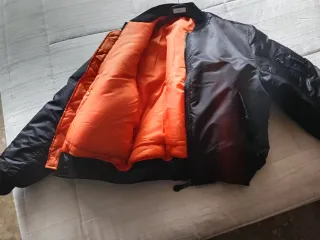 Chaqueta Bomber Negra Talla XL Naranja