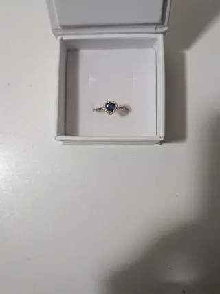 Anillo Pandora Corazón Azul y Circonitas