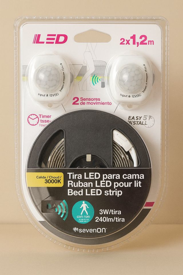 Tira LED cama con sensor movimiento 2x1,2m