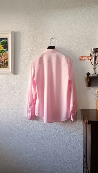 Camisa vestir rosa manga larga hombre Talla M-L