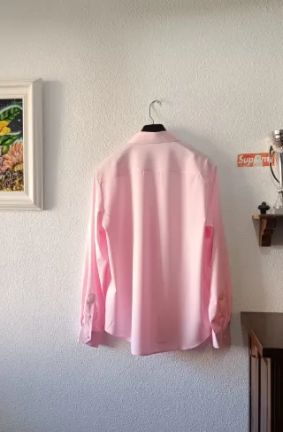Camisa vestir rosa manga larga hombre Talla M-L