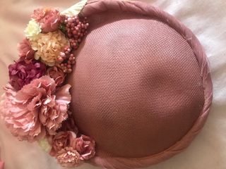Tocado Ceremonia Flores Rosa Palo