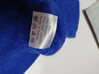 Guantes lana angora señora azul