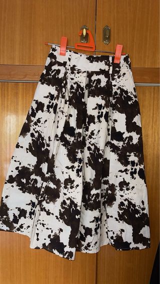Falda midi estampado vaca