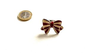 Anillo Lazo Rayas Rojas y Beige