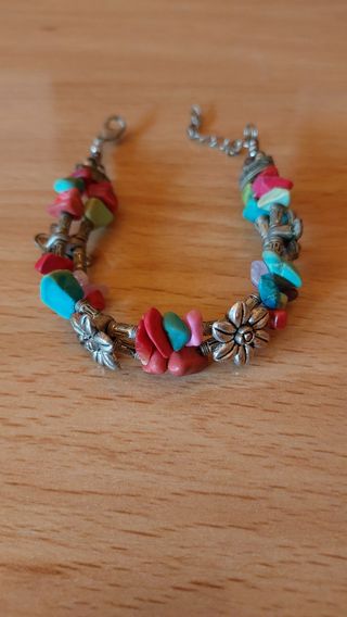 Pulsera piedras colores y plata
