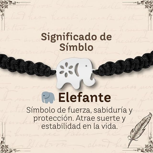 Pulsera Elefante Plateado Fuerza y Protección