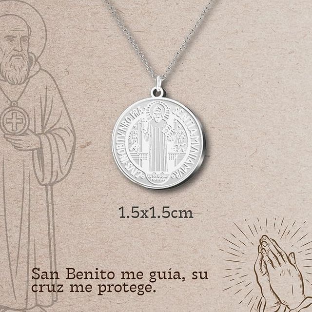 Colgante San Benito Acero | Protección y Fe