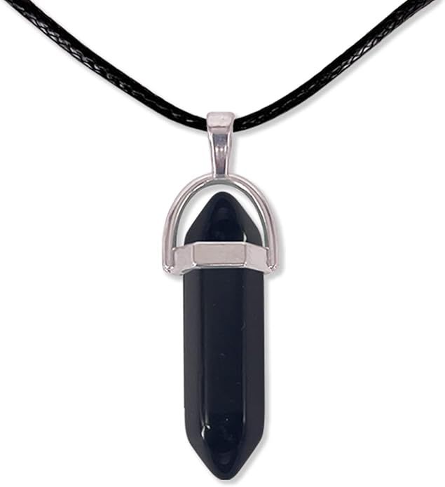 Colgante de piedra ágata negra con diseño en punta