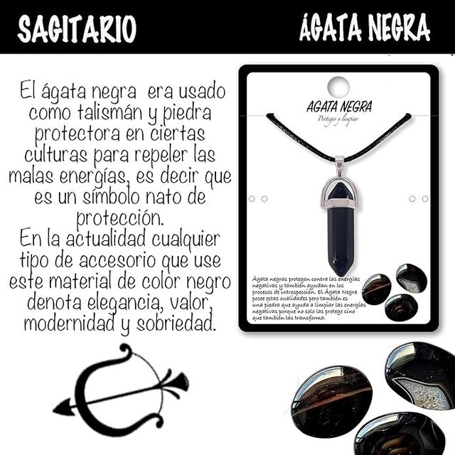 Colgante de piedra ágata negra con diseño en punta