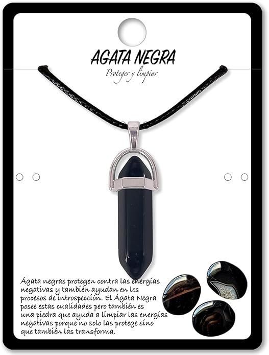 Colgante de piedra ágata negra con diseño en punta
