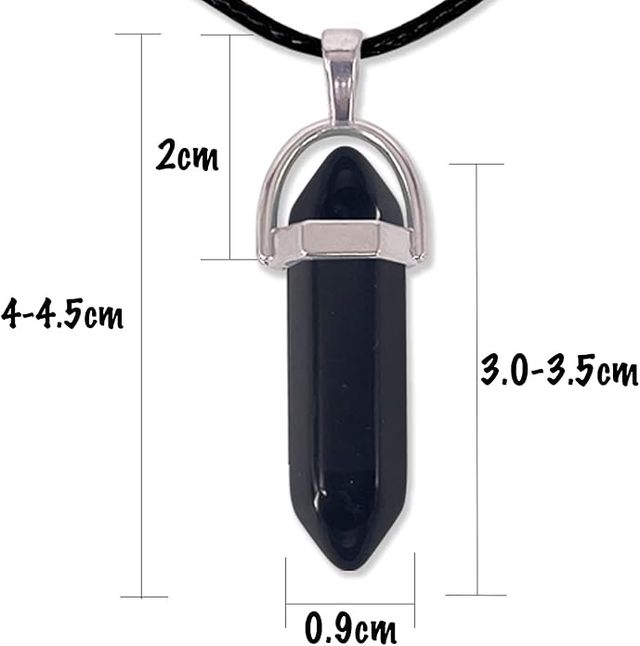 Colgante de piedra ágata negra con diseño en punta