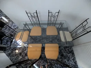 Mesa Comedor Cristal + 6 Sillas