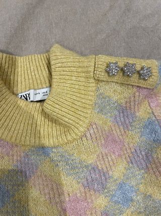 Jersey Zara cuadros multicolor talla S