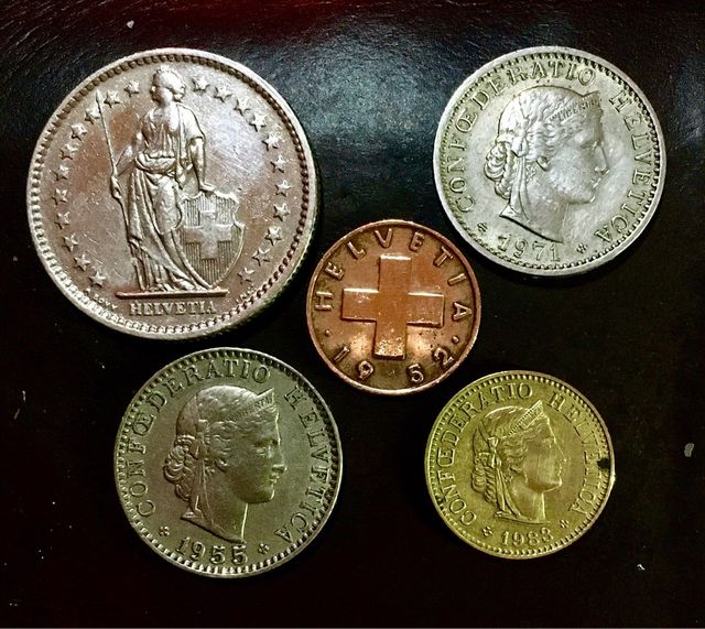 Conjunto 5 monedas Helvetia