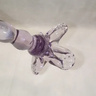 Violetero Antiguo Cristal Lila Tallado