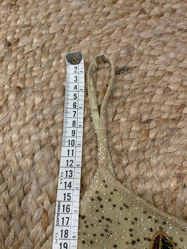 Vestido largo lentejuelas beige y oro