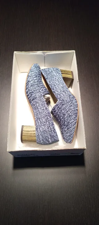 Zapatos Mujer Rafia Azul Talla 36