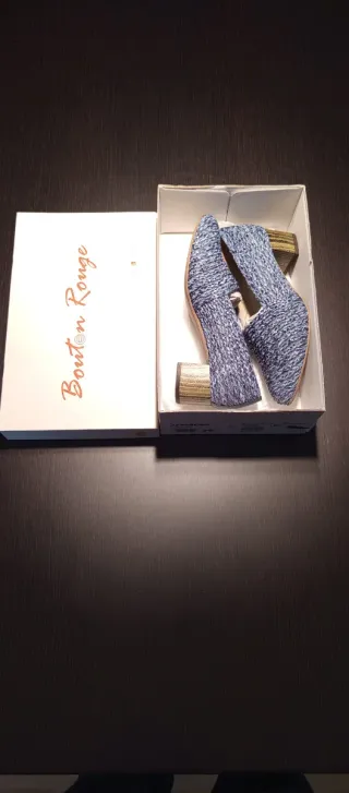 Zapatos Mujer Rafia Azul Talla 36