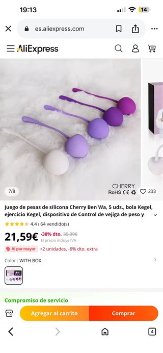 Juego Pesas Kegel Silicona Cherry Ben Wa 5 uds