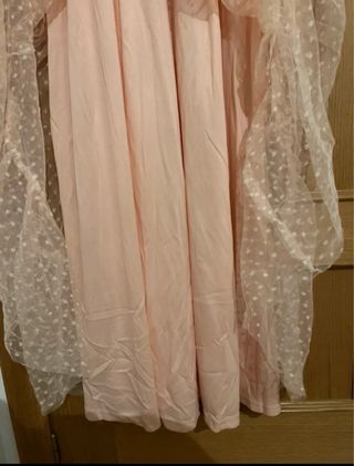 Vestido largo fiesta rosa lunares