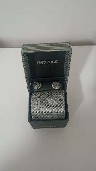 Juego Corbata y Gemelos 100% Seda