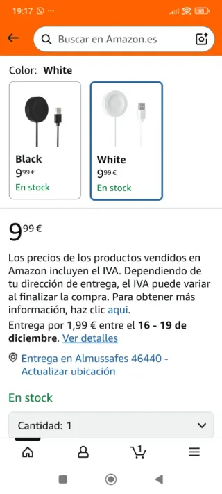 Cargador Apple Watch Blanco