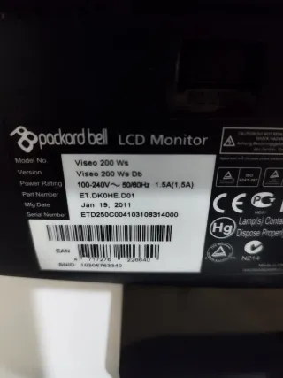 Packard Bell Pantalla LCD Negra