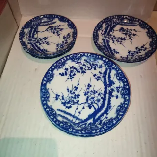 Lote 9 antiguos platitos porcelana fina oriental