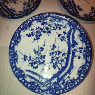 Lote 9 antiguos platitos porcelana fina oriental