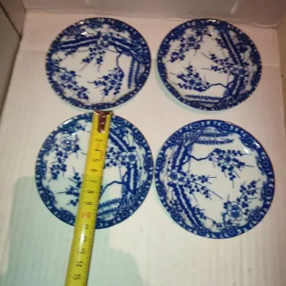 Lote 9 antiguos platitos porcelana fina oriental