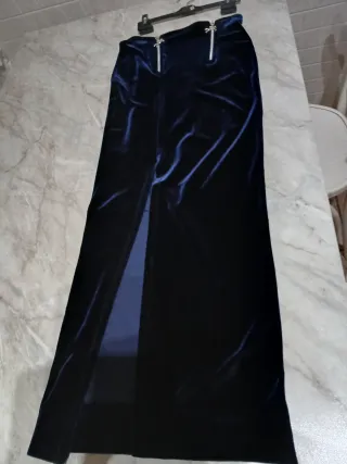 Gonna lunga in velluto blu