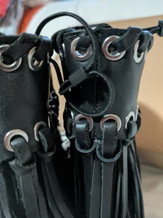 Botines Zara Cuero Flecos Talla 37