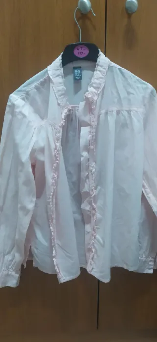 Camisa Zara niña rosa volantes