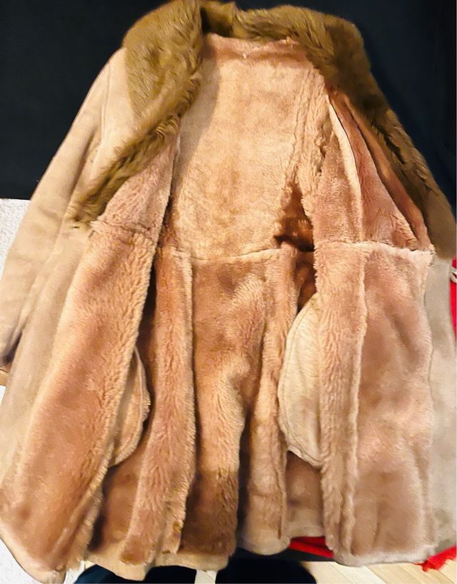 Abrigo Nobuk Beige Cuello Pelo Marrón