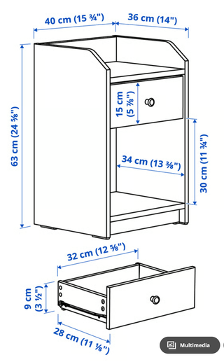 Mesita de noche IKEA HAUGA gris