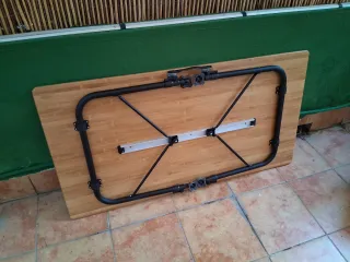 Mesa plegable bambú y aluminio