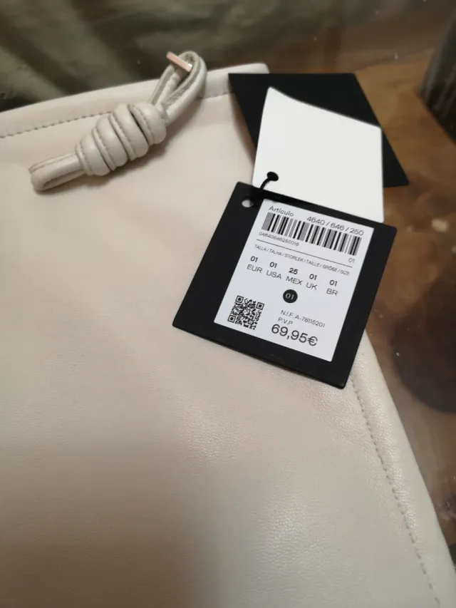 Bolso Massimo Dutti Beige/Blanco