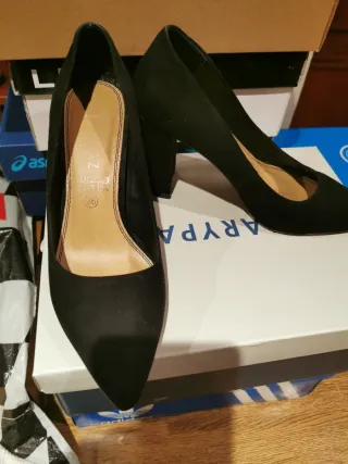 Zapatos de tacón ancho negros talla 36